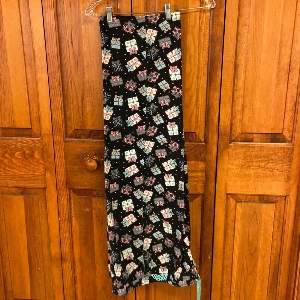 Liz Wear Pajama Bottoms Holiday Gift Print in Cotton Drawstring With Pockets